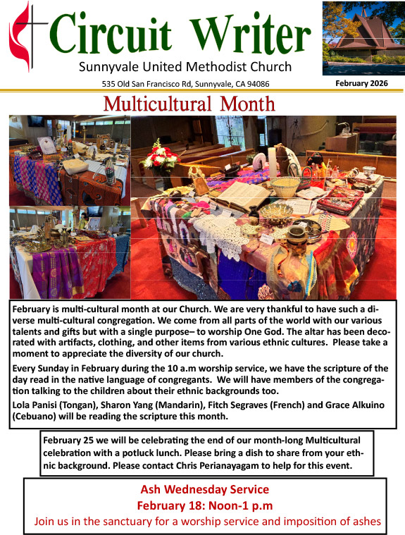 cover of the February 2026 newsletter featuring multicultural month and Ash Wednesday