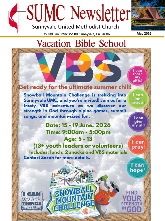 cover of the May 2026 newsletter featuring Vacation Bible School