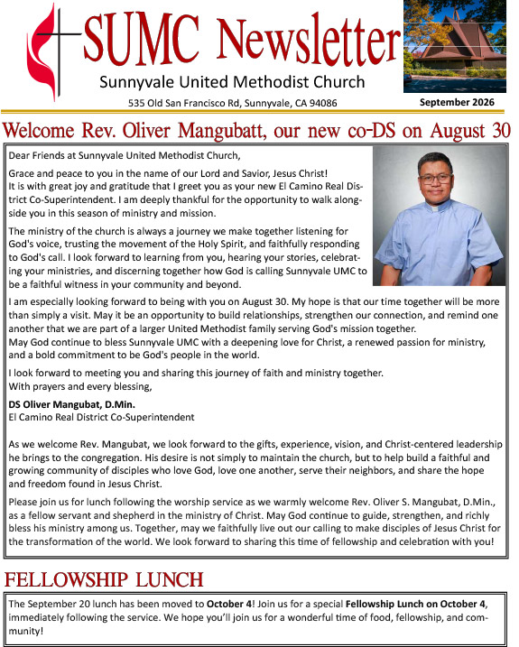 september-2026 cover of the September 2026 newsletter featuring Rev Oliver Mangubatt